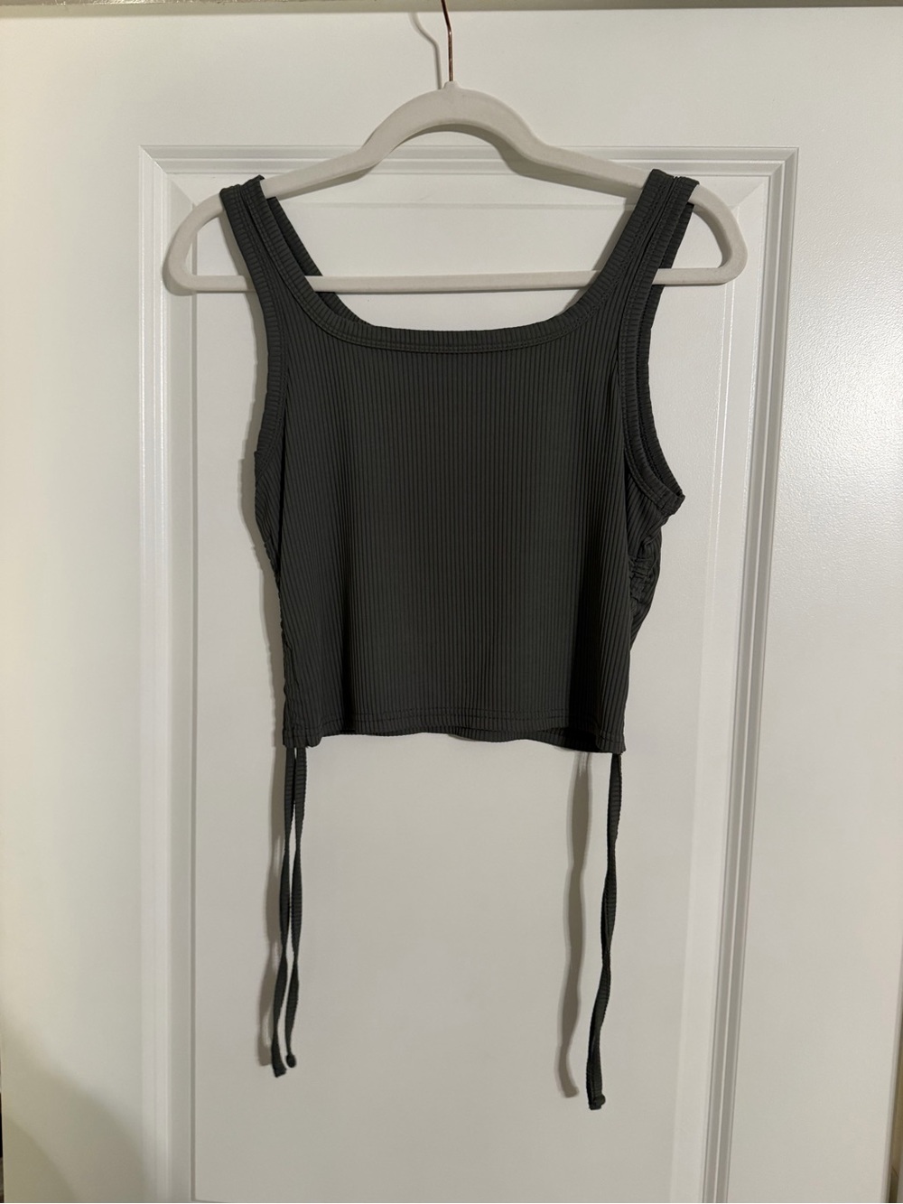 Women's Ribbed Drawstring Crop Tank Top